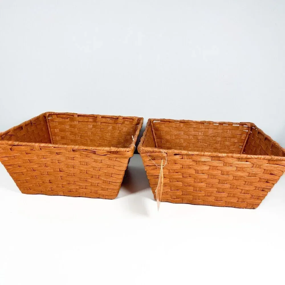 Harvest Home Collections Orange Baskets 10” By 10” Used W/Tags